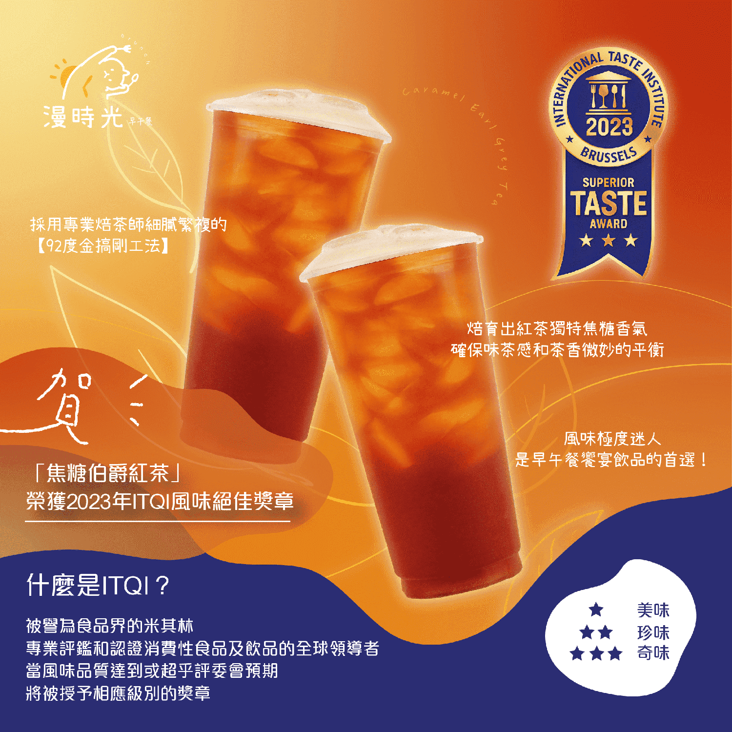賀「焦糖伯爵紅茶」榮獲2023年ITQI風味絕佳獎章