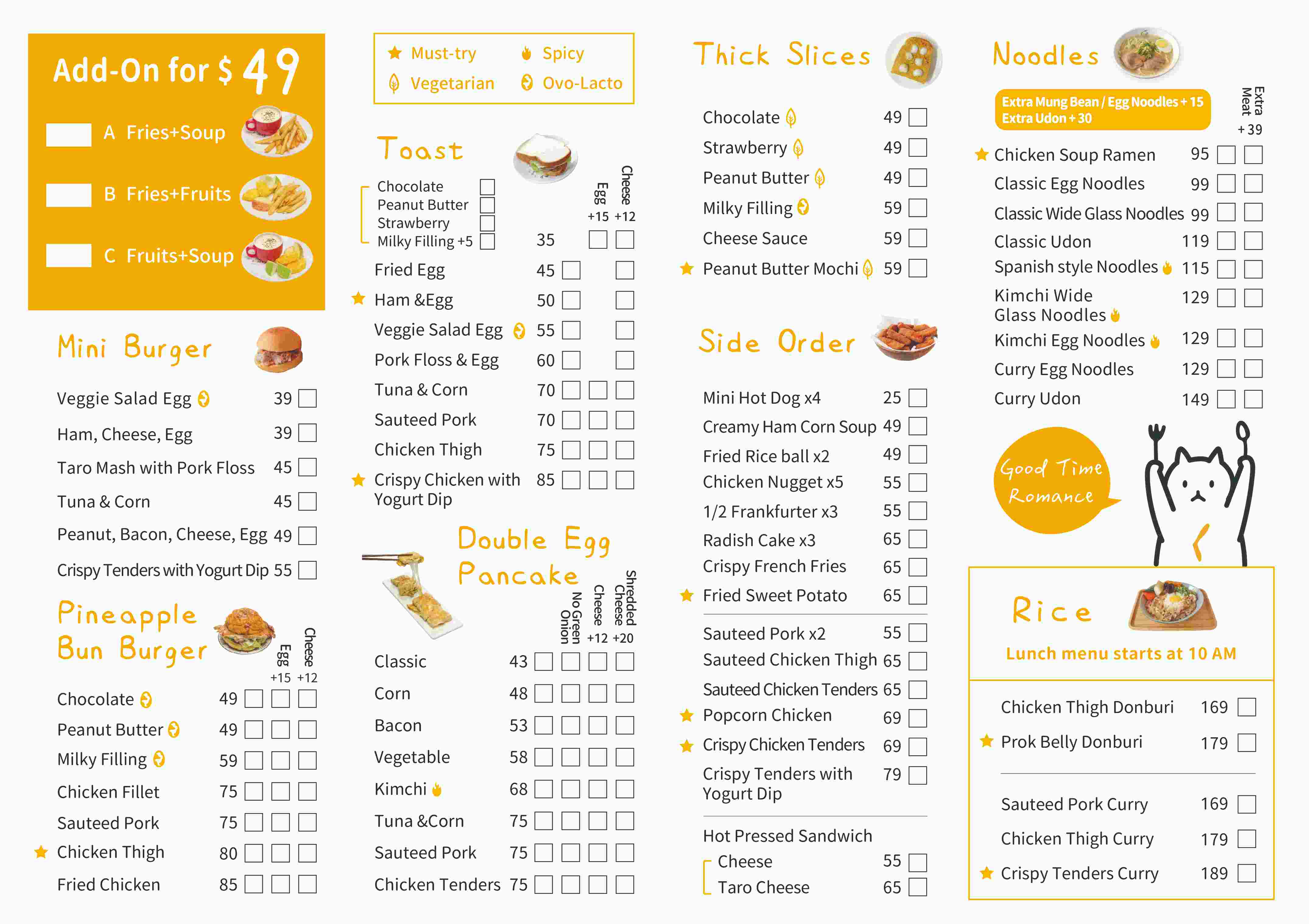 Tainan Brunch / Taichung Brunch / Brunch Menu